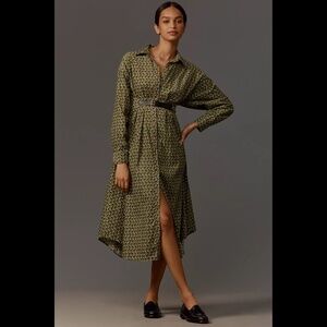 Anthropologie Belted Corduroy Midi Shirt Dress